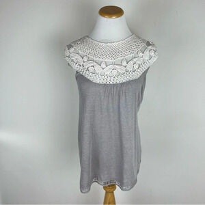 Ulla Johnson Gray Knit Crochet Top Size M